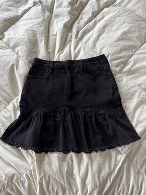 Hollister Black Ruffle Denim Skirt